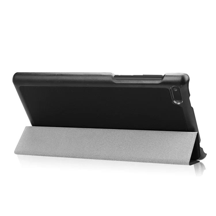 Tri-fold Stand PU Leather Protective Case for Lenovo Tab 7.0 - Black