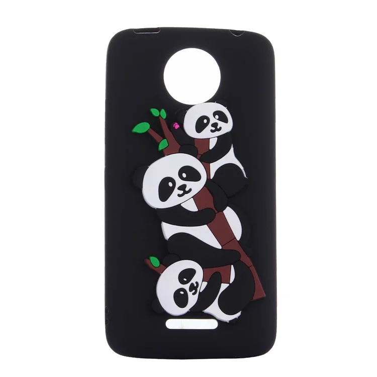 Cute 3D Panda Pattern TPU Case for Motorola Moto C Plus - Black