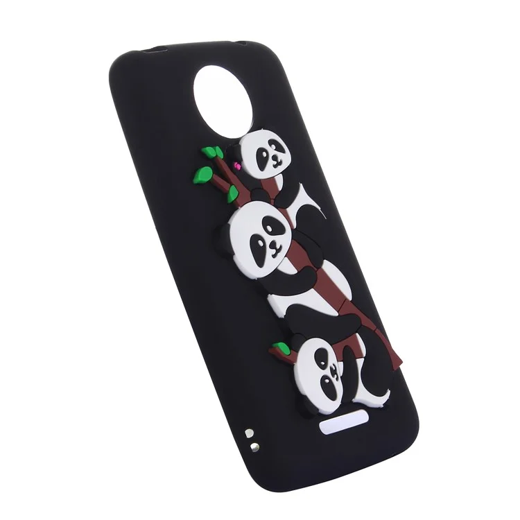 Cute 3D Panda Pattern TPU Case for Motorola Moto C Plus - Black