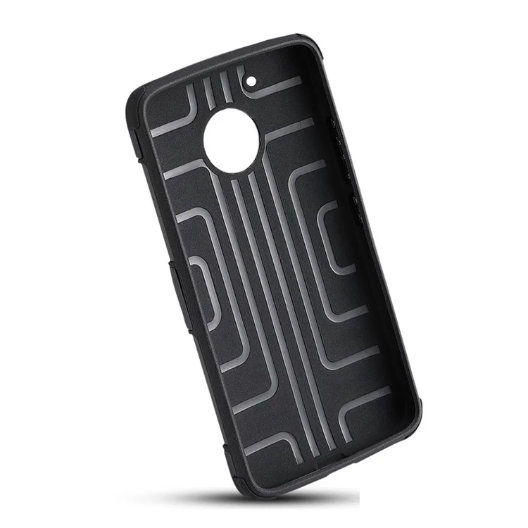 Geometric Pattern Magnetic Car Mount Ring Holder Kickstand TPU PC Combo Phone Casing for Motorola Moto G5 - Black