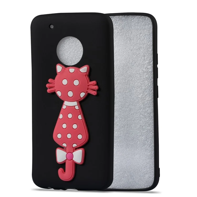 Cute 3D Cat TPU Soft Phone Casing for Motorola Moto G5 Plus - Black