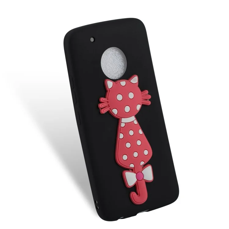 Cute 3D Cat TPU Soft Phone Casing for Motorola Moto G5 Plus - Black