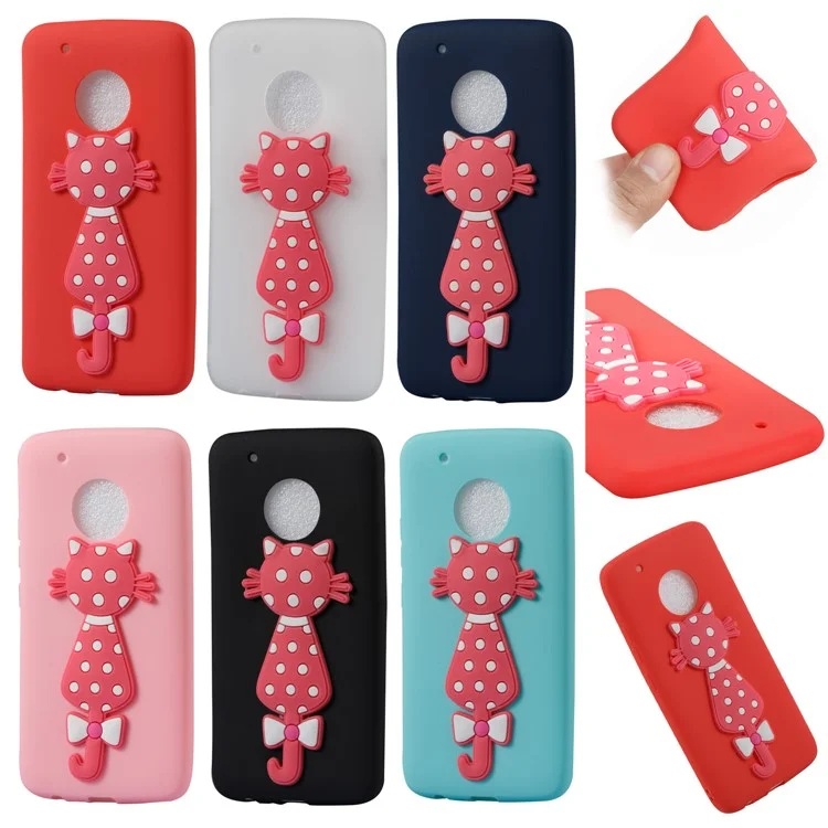 Cute 3D Cat TPU Soft Phone Casing for Motorola Moto G5 Plus - Black
