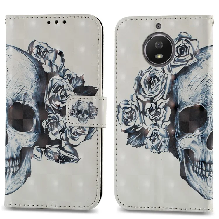 Pattern Printing Leather Wallet Case for Motorola Moto G5S - Skull Pattern