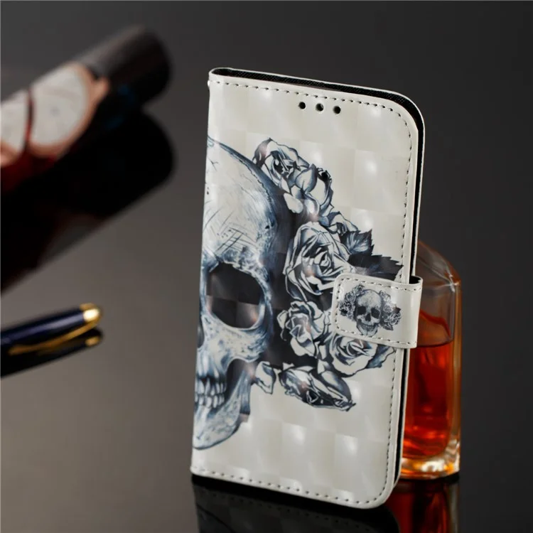 Pattern Printing Leather Wallet Case for Motorola Moto G5S - Skull Pattern