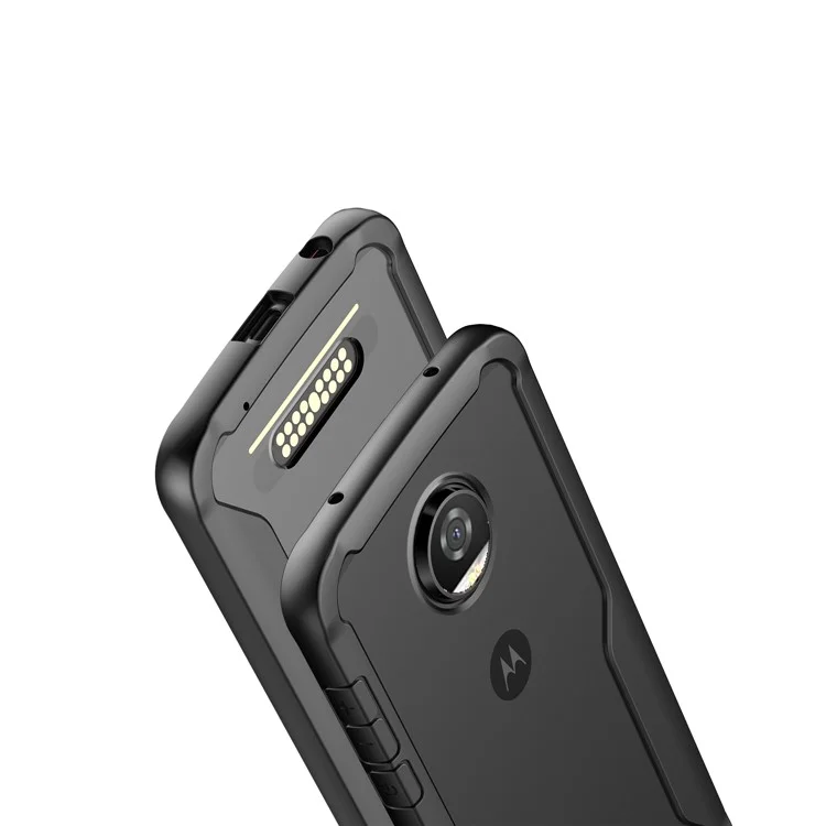 For Motorola Moto Z2 Play Shock Absorption PC + TPU Hybrid Back Case - Black