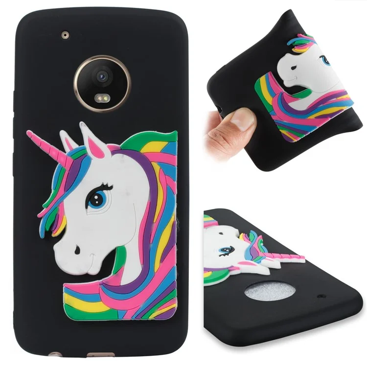 Lovely 3D Unicorn Pattern TPU Case for Motorola Moto G5 Plus - Black