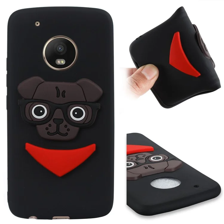Lovely 3D Dog Pattern TPU Case for Motorola Moto G5 Plus - Black