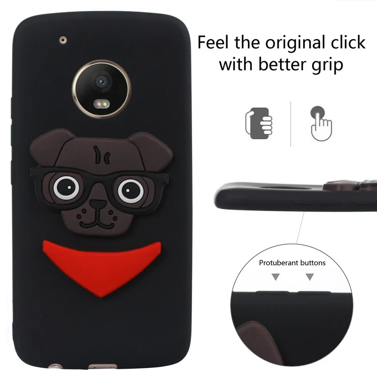 Lovely 3D Dog Pattern TPU Case for Motorola Moto G5 Plus - Black