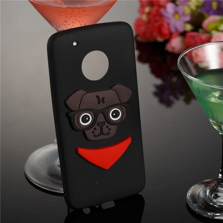 Lovely 3D Dog Pattern TPU Case for Motorola Moto G5 Plus - Black