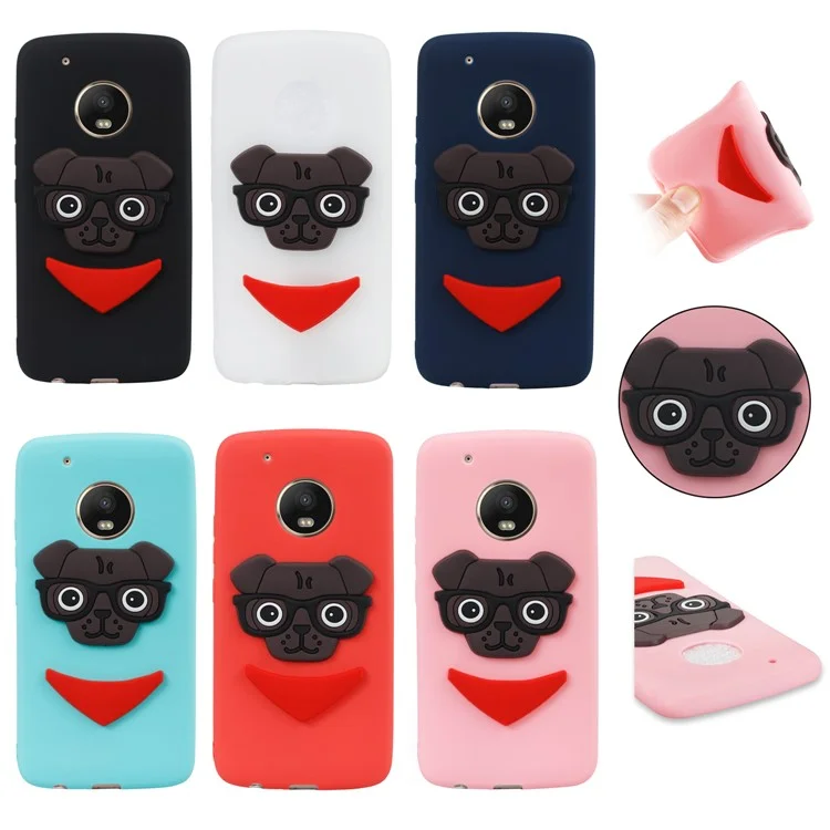 Lovely 3D Dog Pattern TPU Case for Motorola Moto G5 Plus - Black