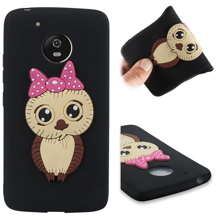 Cute 3D Female Owl TPU Soft Phone Case for Motorola Moto G5 - Black