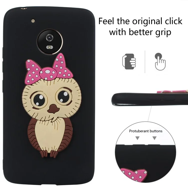 Cute 3D Female Owl TPU Soft Phone Case for Motorola Moto G5 - Black