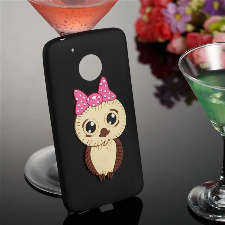 Cute 3D Female Owl TPU Soft Phone Case for Motorola Moto G5 - Black