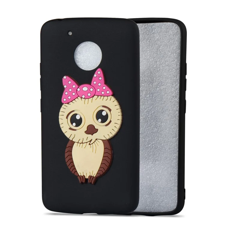 Cute 3D Female Owl TPU Soft Phone Case for Motorola Moto G5 - Black