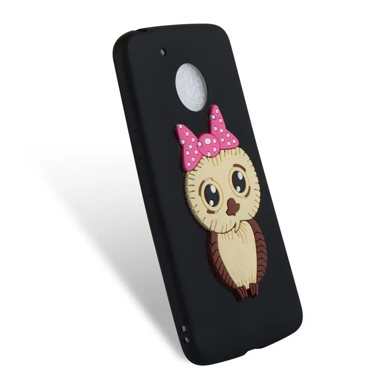 Cute 3D Female Owl TPU Soft Phone Case for Motorola Moto G5 - Black