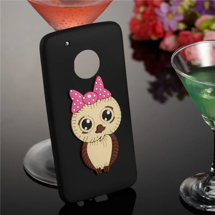 Lovely Female Owl Pattern TPU Phone Case for Motorola Moto G5 Plus - Black