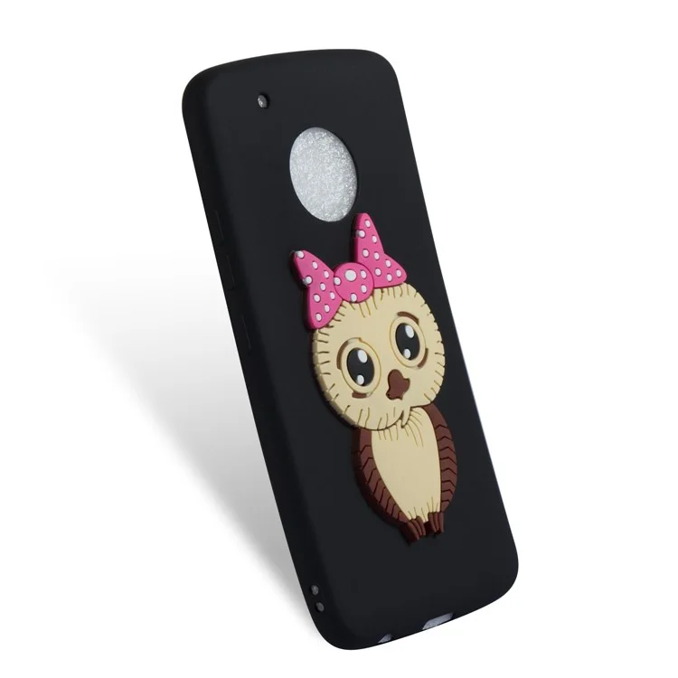 Lovely Female Owl Pattern TPU Phone Case for Motorola Moto G5 Plus - Black