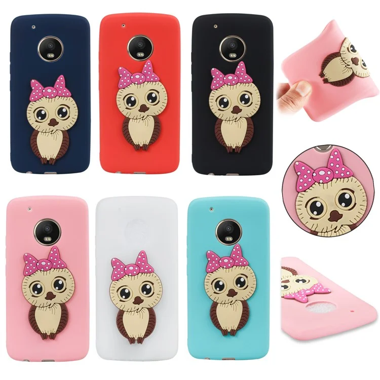 Lovely Female Owl Pattern TPU Phone Case for Motorola Moto G5 Plus - Black