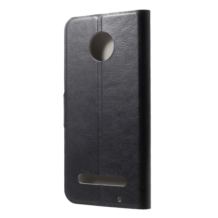 Crazy Horse Texture Card Holder Stand Flip Leather Case for Motorola Moto Z3 Play - Black