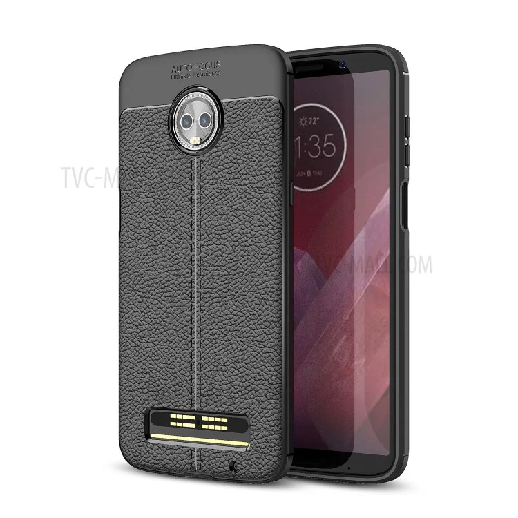 Litchi Grain Soft TPU Back Cover for Motorola Moto Z3 Play - Black