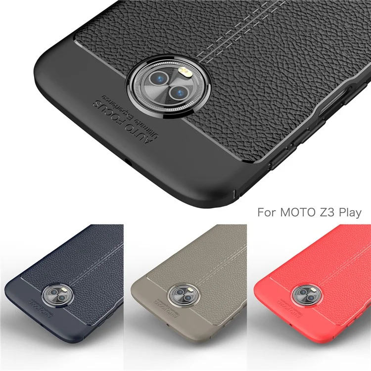 Litchi Grain Soft TPU Back Cover for Motorola Moto Z3 Play - Black
