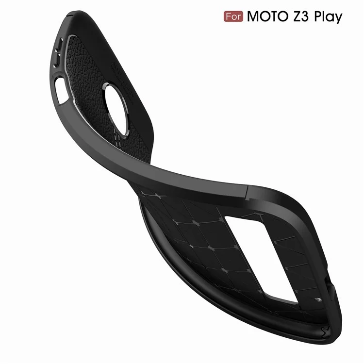 Litchi Grain Soft TPU Back Cover for Motorola Moto Z3 Play - Black