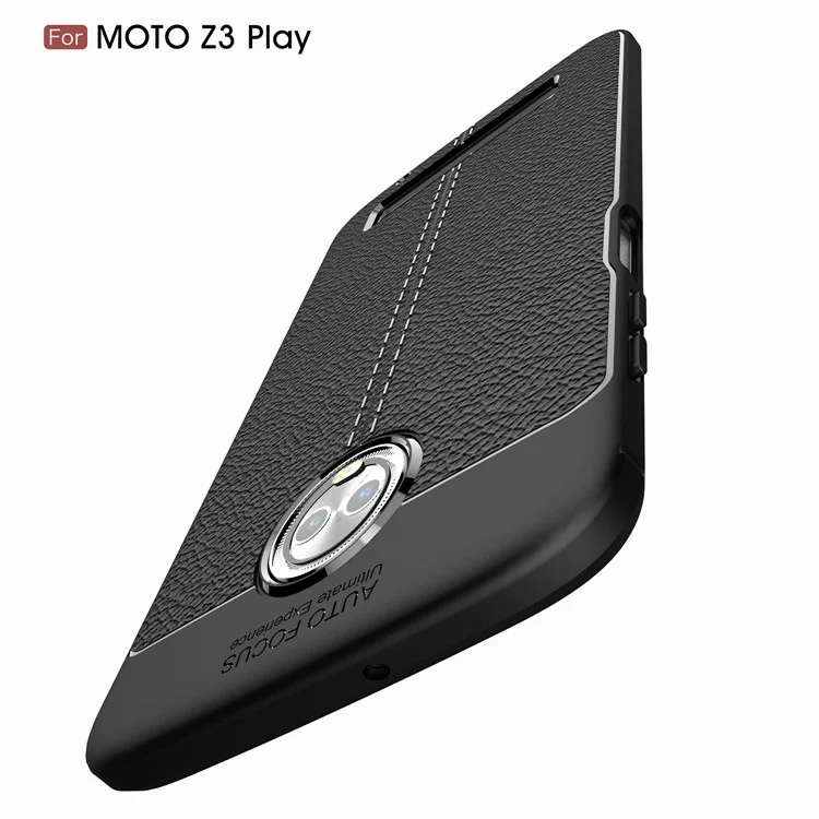 Litchi Grain Soft TPU Back Cover for Motorola Moto Z3 Play - Black