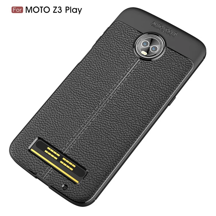 Litchi Grain Soft TPU Back Cover for Motorola Moto Z3 Play - Black