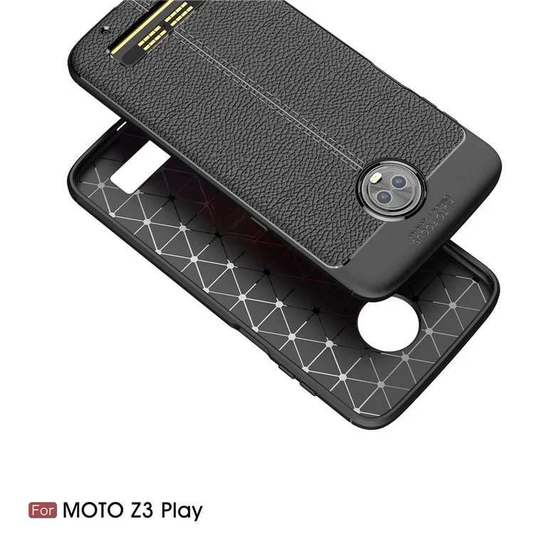 Litchi Grain Soft TPU Back Cover for Motorola Moto Z3 Play - Black