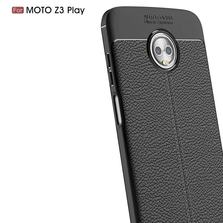 Litchi Grain Soft TPU Back Cover for Motorola Moto Z3 Play - Black