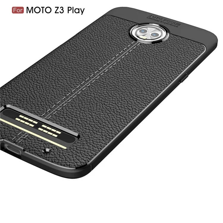 Litchi Grain Soft TPU Back Cover for Motorola Moto Z3 Play - Black