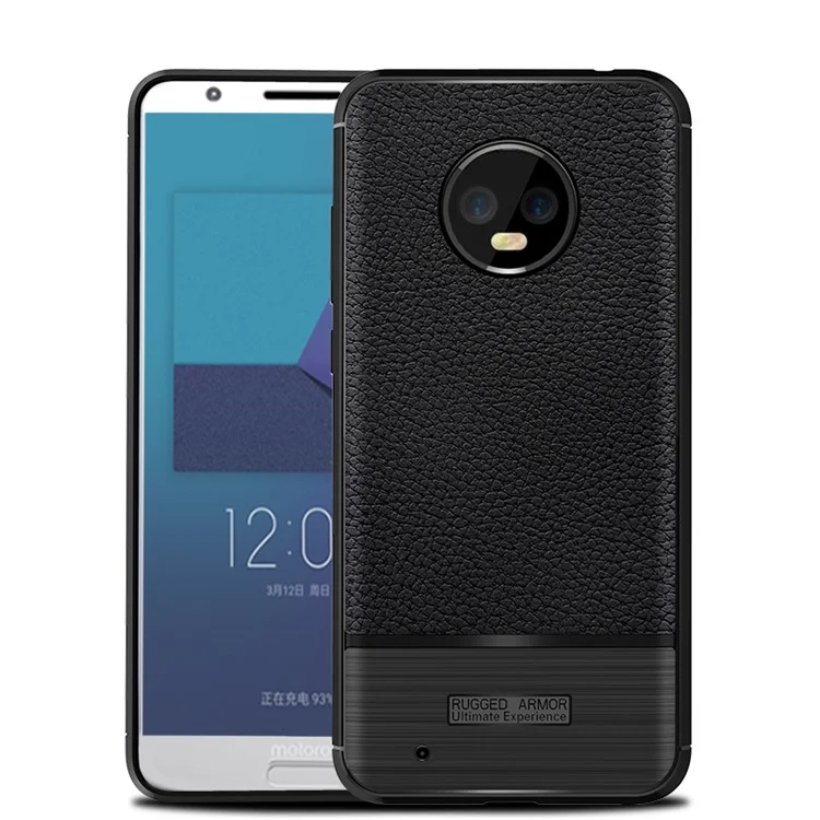 Litchi Texture Brushed TPU Back Case for Motorola Moto G6 - Black