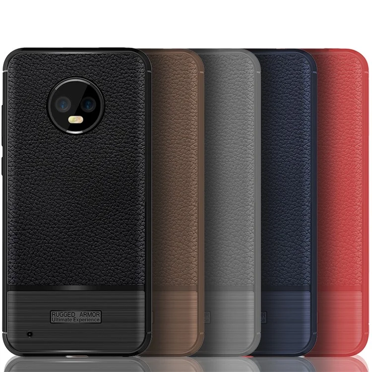 Litchi Texture Brushed TPU Back Case for Motorola Moto G6 - Black