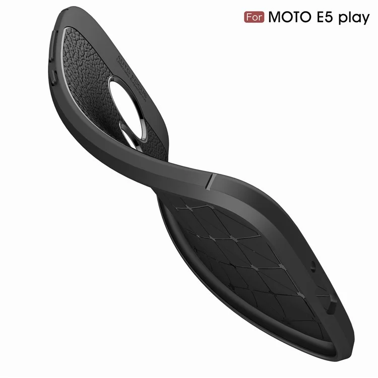 Litchi Grain Soft TPU Back Case for Motorola Moto E5 Play - Black