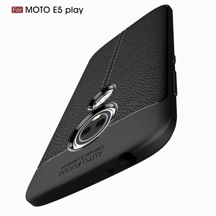 Litchi Grain Soft TPU Back Case for Motorola Moto E5 Play - Black