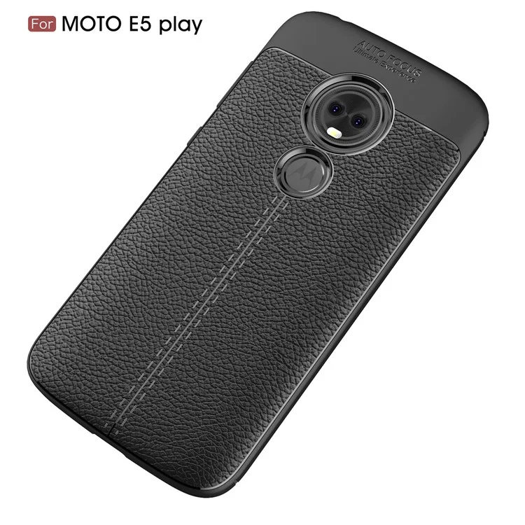 Litchi Grain Soft TPU Back Case for Motorola Moto E5 Play - Black