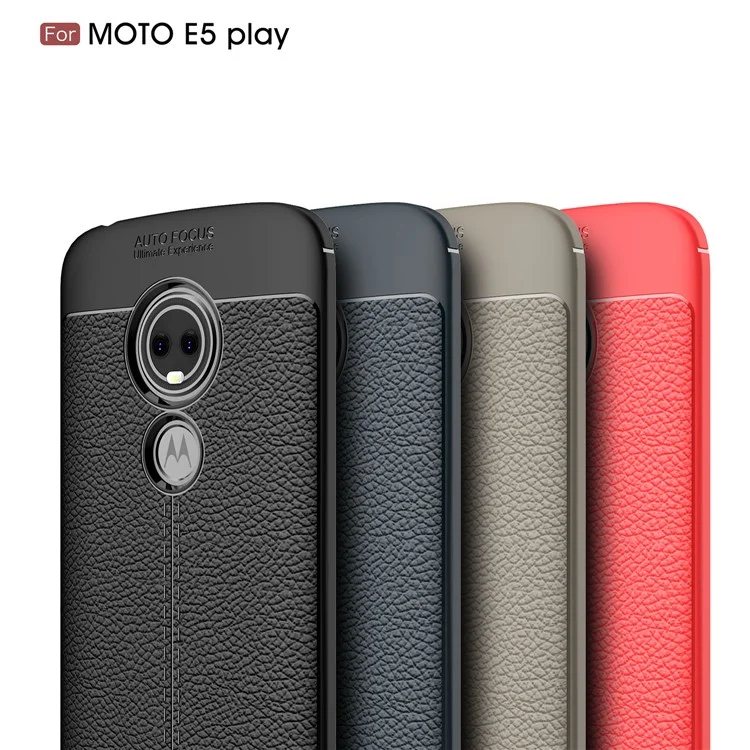 Litchi Grain Soft TPU Back Case for Motorola Moto E5 Play - Black