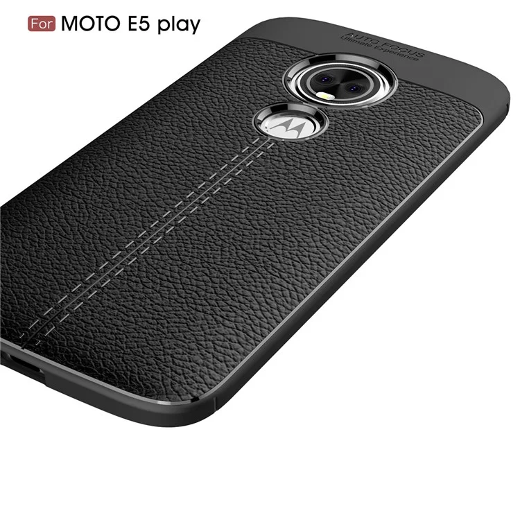 Litchi Grain Soft TPU Back Case for Motorola Moto E5 Play - Black