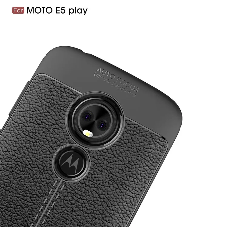 Litchi Grain Soft TPU Back Case for Motorola Moto E5 Play - Black