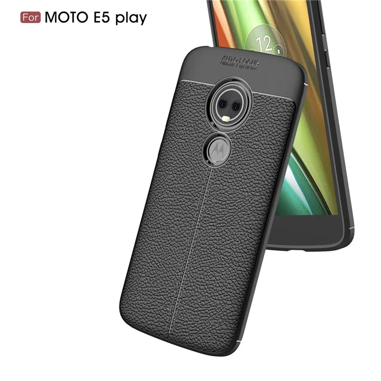 Litchi Grain Soft TPU Back Case for Motorola Moto E5 Play - Black
