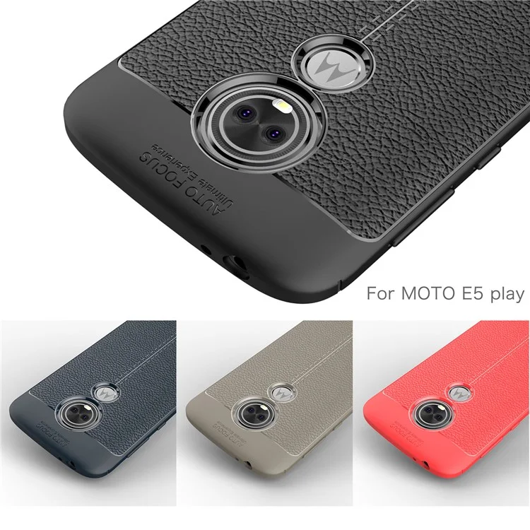 Litchi Grain Soft TPU Back Case for Motorola Moto E5 Play - Black
