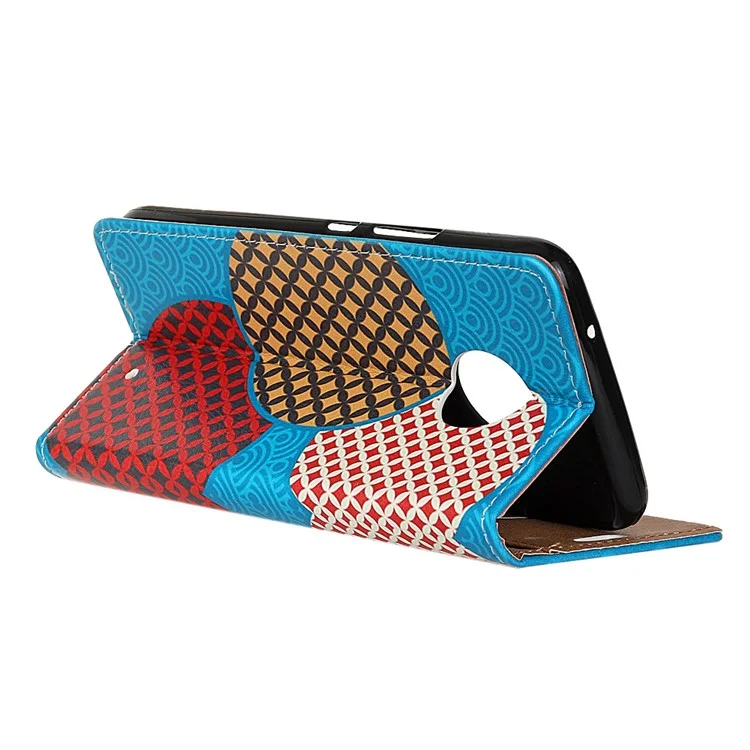 Patterned PU Leather Wallet Phone Case with Stand for Motorola Moto G6 Plus - Seamless Circle Pattern