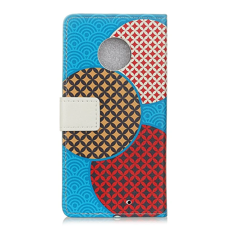 Patterned PU Leather Wallet Phone Case with Stand for Motorola Moto G6 Plus - Seamless Circle Pattern