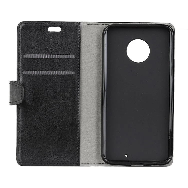 Crazy Horse Wallet Leather Stand Case for Motorola Moto G6 Plus - Black