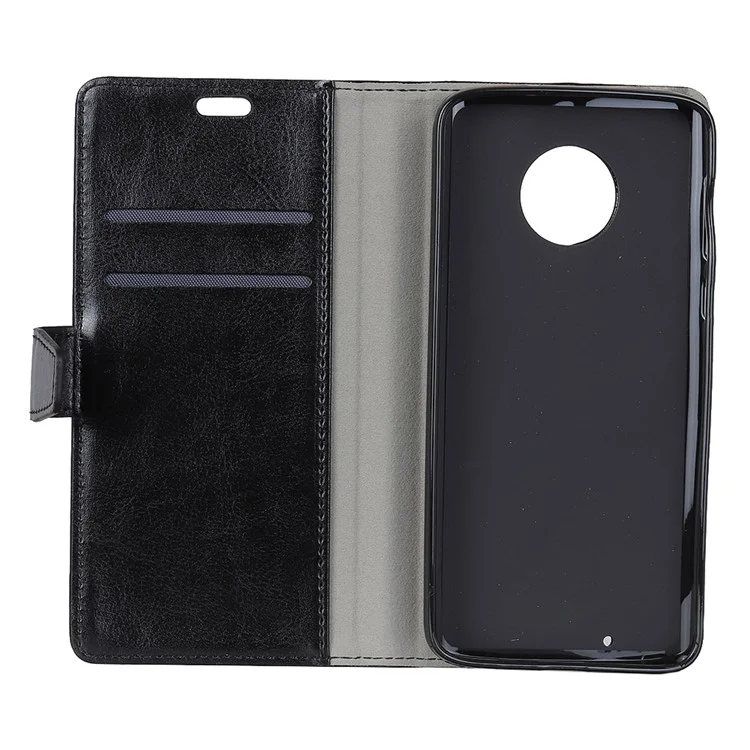 Crazy Horse Texture Wallet Stand Leather Case for Motorola Moto G6 - Black