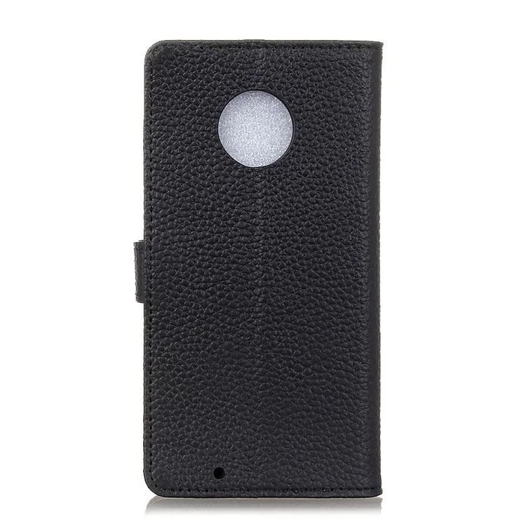 Litchi Texture Genuine Leather Wallet Stand Case for Motorola Moto G6 - Black