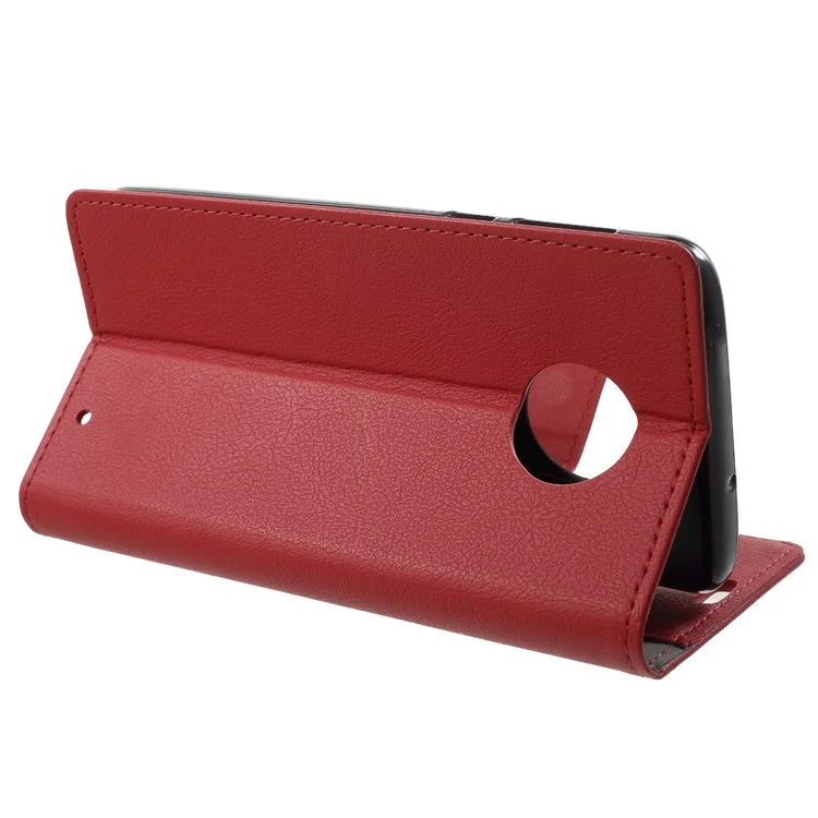 Wallet Stand Flip Leather Casing Accessory for Motorola Moto G6 Plus - Red