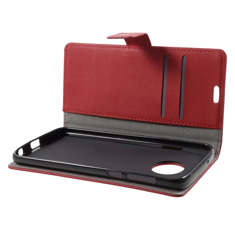 Wallet Stand Flip Leather Casing Accessory for Motorola Moto G6 Plus - Red