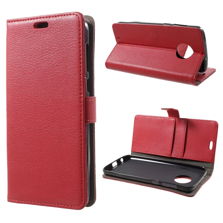 Litchi Texture Wallet Stand Leather Case for Motorola Moto G6 - Red
